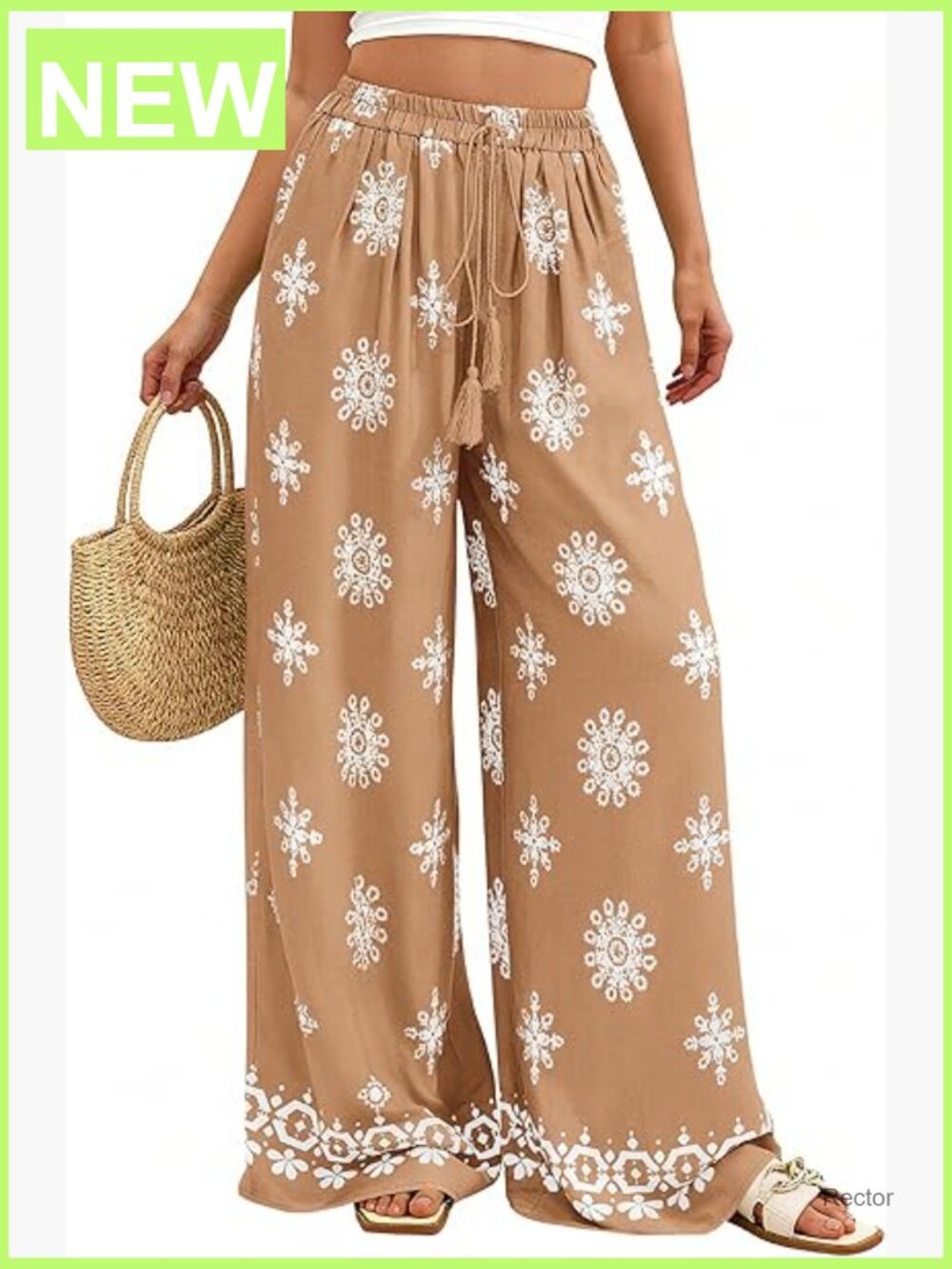 Wide Leg Palazzo Pants Boho Floral Trousers Flowy Summer Beach Vacation Resort